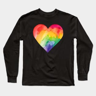 Rainbow Heart Watercolor Rainbow Gradient T-Shirt Long Sleeve T-Shirt